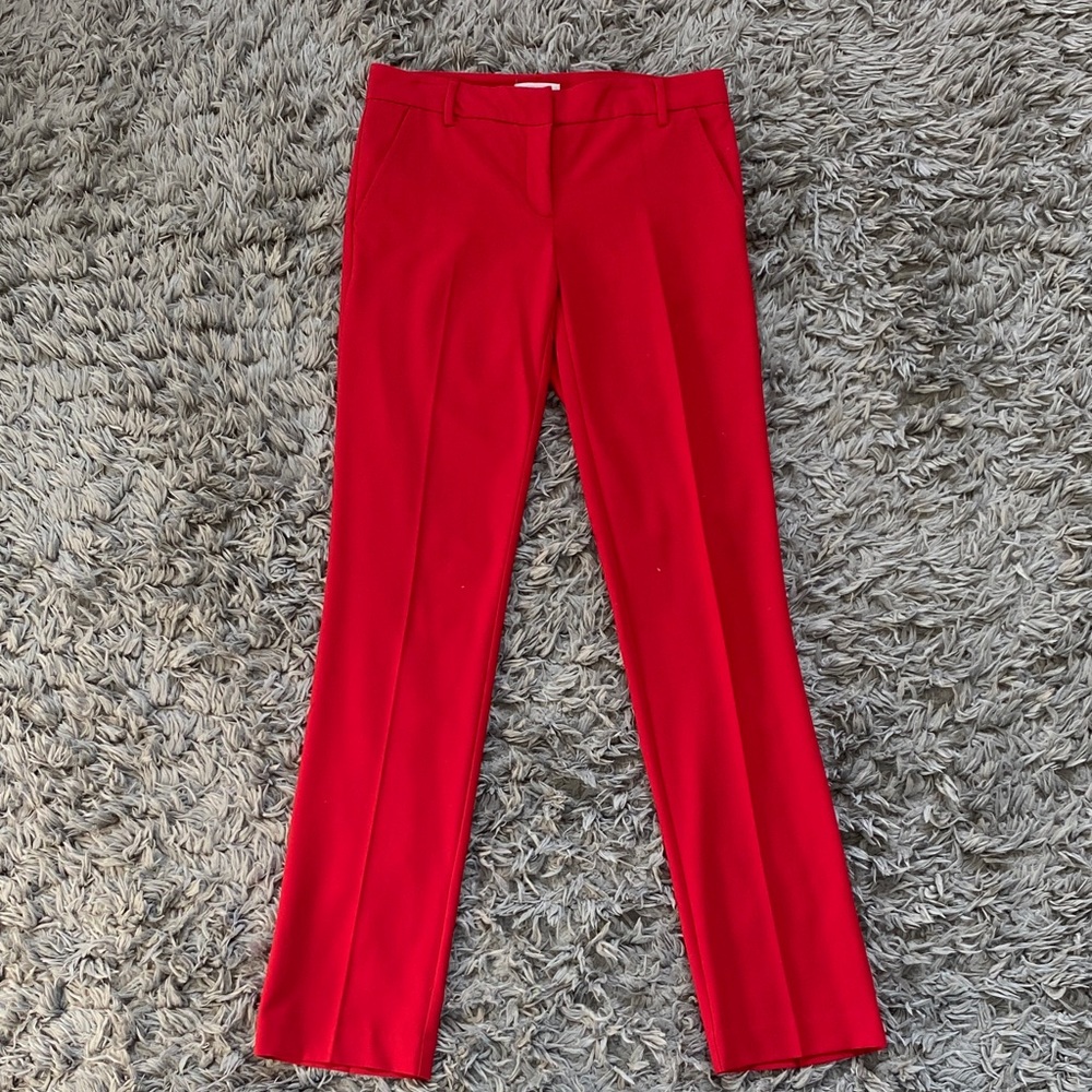 New York & Company Red Stretch Straight Leg Dress Pants